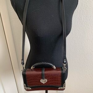 Goth/punk heart Bingham crossbody brown and black faux snakeskin print